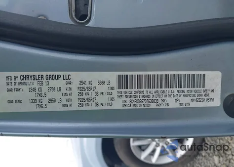 2013 Dodge Journey Sxt из США, поврежденный, VIN 3C4PDDBG7DT638839